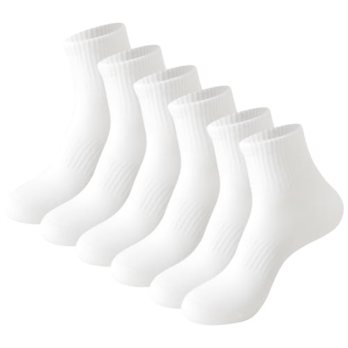KUANYING Athletic Ankle Socks Seamless Anti-pilling Cotton Socks for Men Women (6 Pairs With Present Box)