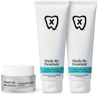 Whitening Powder + Enamel Toothpaste – Remineralizing Bundle with Hydroxyapatite – Non-Abrasive Stain Removal with Pap & Enamel Strengthening with Fluoride image 5