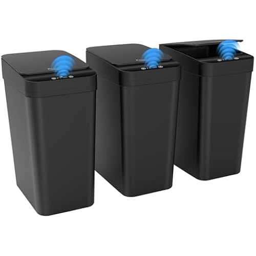 Kssvzz 3 Pack Automatic Small Bathroom Trash Can with Lid (2.5 Gallon)
