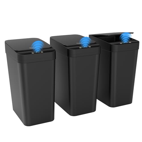 3-Pack-Automatic-Small-Bathroom-Trash-Can-with-Lid-25-Gallon-Touchless-Garbage-Can-Motion-Sensor-Smart-Trash-Bin-Slim-Dog-Proof-Trashcan-Waterproof-Wastebasket-for-Bedroom-Office-Kitchen-Black