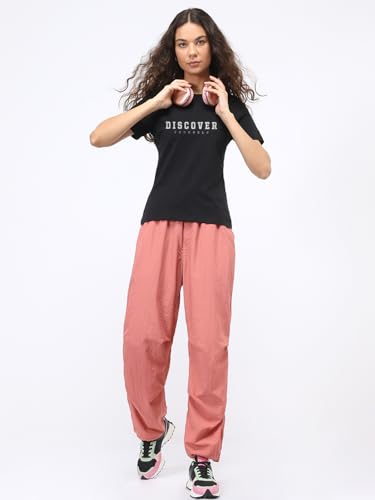Image of Nobero Women's Graphic Printed T-Shirt | Regular Fit 180 GSM Cotton Tee for Women | Comfortable Round Neck Casual Wear