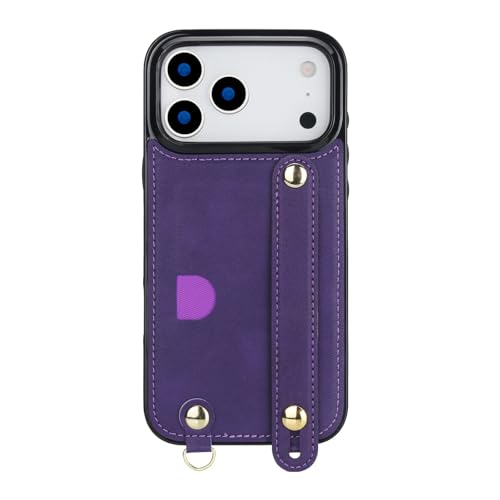 Étui iPhone 15 Pro Max violet antichoc fente carte et cordon