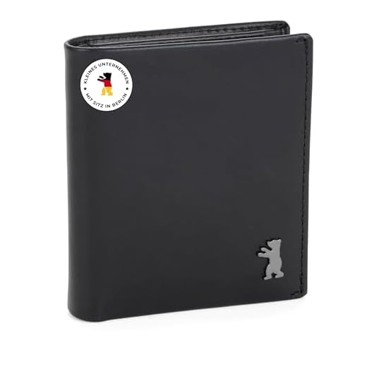 Berliner Bags Premium Geldbörse Rome aus Leder mit RFID-Schutz, Klein Portemonnaie für Herren - Schwarz