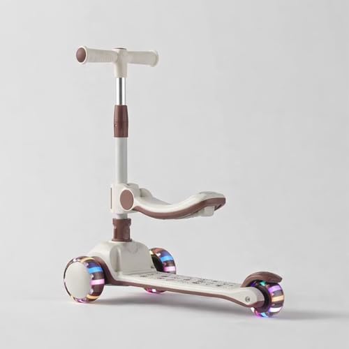 Image of CloudGlide 2-in-1 Kids Scooter - Minimalist Edition | Seat + Standing Mode |PU Flashing LED Wheels | Ideal for 3-12 Years Old Boys & Girls.(KS-267-Brown).
