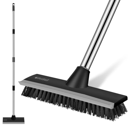 Image of SetSail Floor Scrub Brush, 51-Inch Adjustable Long Handle Brush, Black Grey