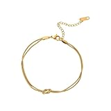Valentine's Day Gift Stainless Steel Snake Chain Bracelet Handmade Knot Gold Plated Jewelry Neutral Bracelet