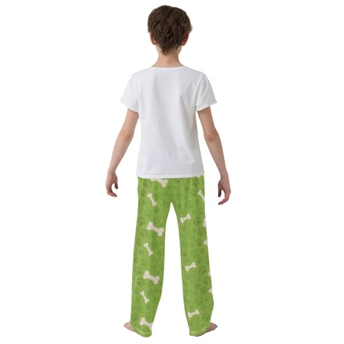 Dog Paw Print and Bone Boys Long Pants Soft Trousers Elastic Waist Kids Lounge Bottoms with Pockets S-XL3