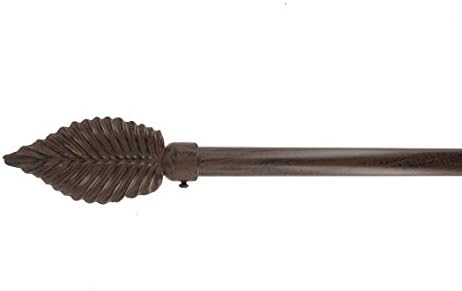 Extendable Brown&Black Curtain Pole, Leaf Finials, 120-210 cm, Complete Set, Metal, 756212042
