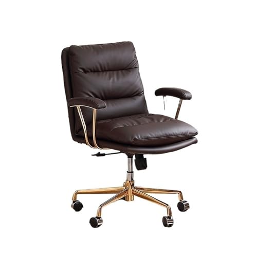 Office PU Leather Swivel Ergonomic Chair Mid Back Swivel Vanity Chair for Offices, Meeting, Study Room(White)