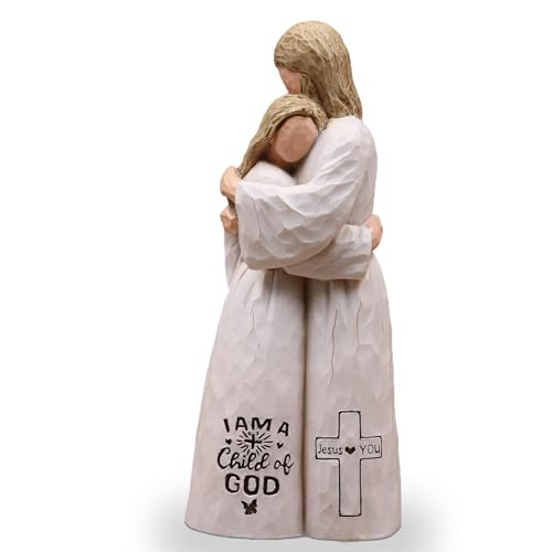Jesus Embracing Woman-Christian Gifts for Women, Religious Gifts for Women, Baptism Gift for Girl, Sculpted Hand-Painted Figurine
