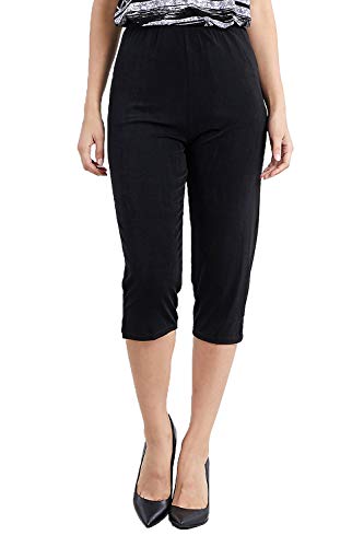 Jostar Women's Casual Capri Pants - Elastic Waist Stretchy Slim Fit Pull On Wrinkle Free Fabric Side Slit Cropped Trouser