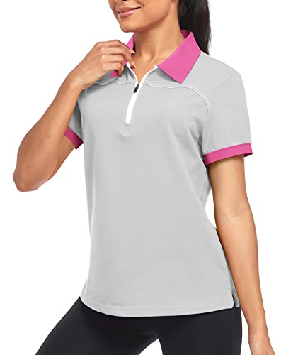Igeekwell Women Polo Shirts Printed Golf T Shirt Moisture Wicking Golf Shirts Tee Slim Fit Golf Apparel Athletic Printed Tennis Casual T-Shirts Grey M #TOP16