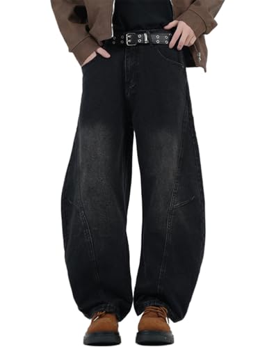 Kinghua Mens Baggy Jeans Casual Loose Fit Wide Leg Skater Streetwear Y2k Denim Pants