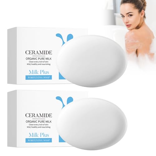 Sapone Al Latte - Sapone Naturale per Viso E Corpo, 2 Pezzi - Idratante E Schiarente per Una Pelle Luminosa, Morbida E Uniforme, Adatto a Tutti I Tipi Di Pelle, Ripara E Nutre Con Latte