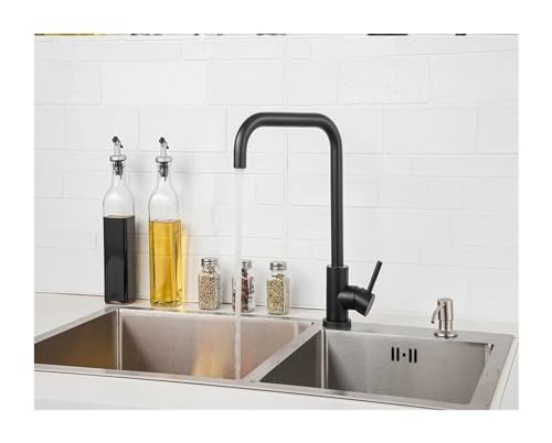 Robinet de cuisine pivotant 360 mitigeur évier noir et or eau chaude froide