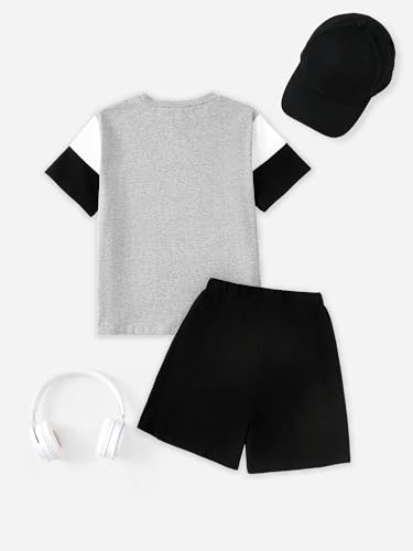 GEMLON Boys Clothes Size 6 5 Color Block T Shirts Cotton Shorts Sets Letter Print Clothing Set Soccer Boys Outfits — view 4