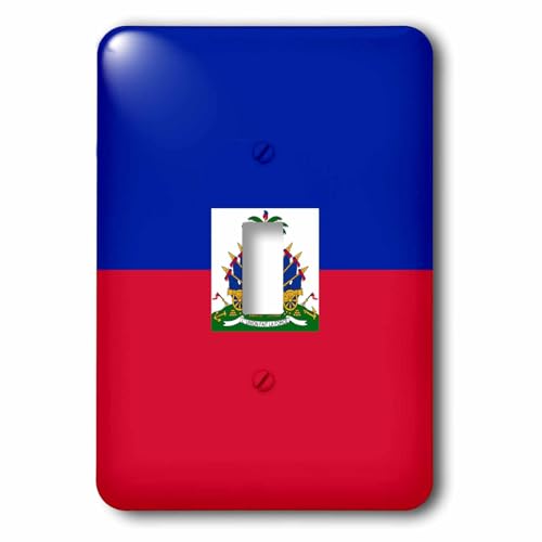 Bandera de Haití interruptor cubierta decorativa azul y rojo con escudo del Caribe para pared 2