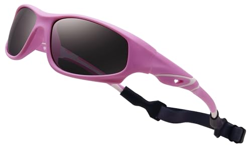 COOLSOME Kids Polarized UV400 Sunglasses Flexible with Strap For Boys and Girls 3-104