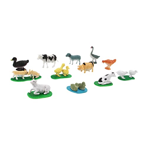FUNNETOYU 12 Piezas Figuras de Animales de Granja Realistas Miniatura Decorativa para Tartas y Juguetes Educativos Infantiles de PVC para Aprendizaje Casa y Escuela