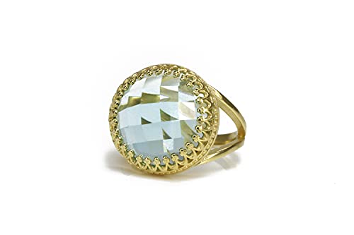 Bijoux artisanaux en topaze bleue et anneau or 14k fait main