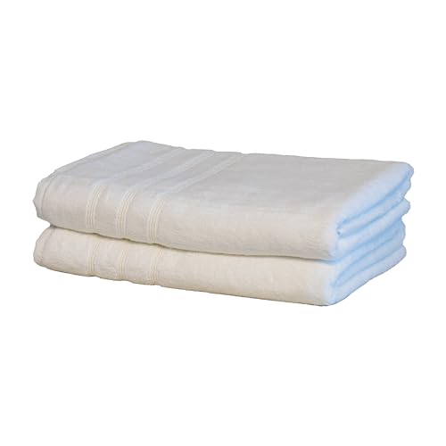 Mosobam Luxury Turkish Set of 2 Bath Towels 30X58 White 700 GSM Bamboo Viscose & Aegean Turkish Combed Cotton