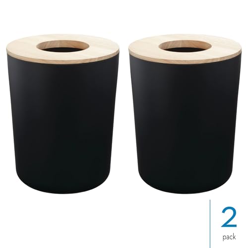 Caneca de basura redonda pequeña iDesign mate negra pack x2 miniatura 2