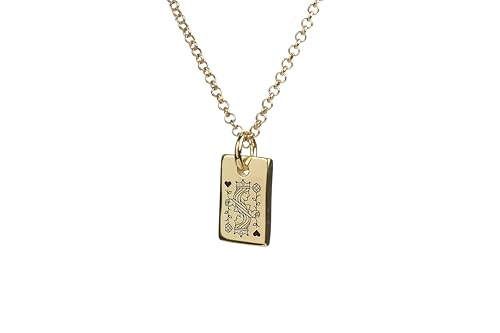 Collier Signet Poker Queen en Or Pendentif Rectangle Cadeau Personnalisé d'Exception