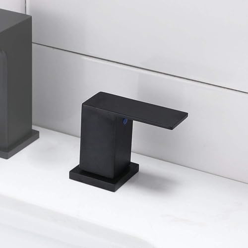 VCCUCINE Modern 2 Handle 3 Holes Solid Brass Matte Black Lavatory Vanity Sink Widespread Bathroom Faucet, Bathroom Sink Faucet With Water Supply Lines