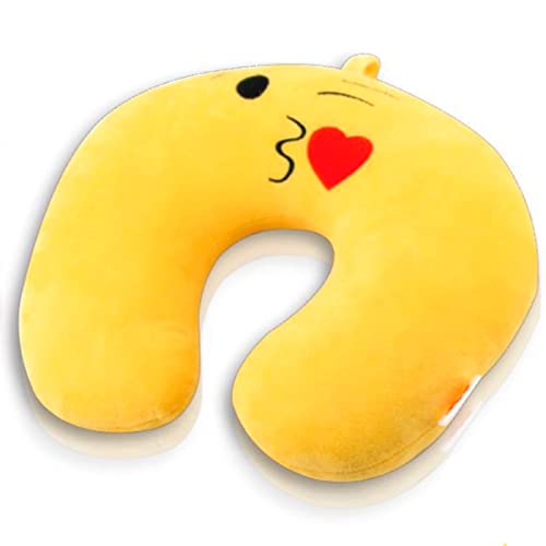 Acan Tradineur Coussin de Voyage Emoji Oreiller de Cou en Polyester Doux et Léger Soulagement du Stress Appuie-tête 28 x 26 x 7,5 cm Modèle aléatoire