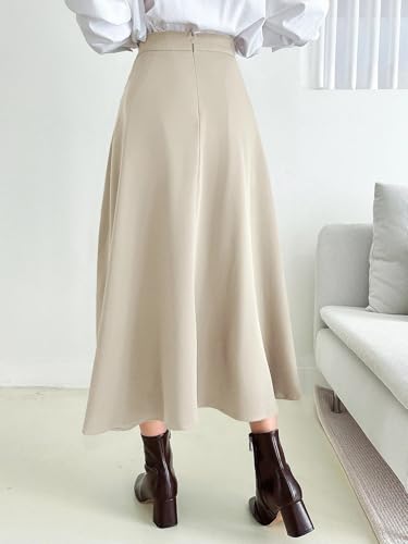 Casual Solid Color Zipper Long Flared Skirt 2025 Fashion Skirts for Women2