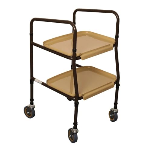 Millercare Mobility Trolley, Sturdy Walking Frame with Tray, Enhanced Personal Item Carrying Solution, Walking Device, Mobility Trolley with Trays and Wheels | Brown