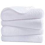 POLYTE Quick Dry Lint Free Microfibre Hand Towel, 40 x 76 cm, Set of 4 (White)