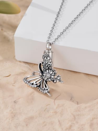 Dorunmo Urn Necklace for Ashes for Women 925 Sterling Silver Cremation Jewelry for Ashes Sunflower keepsake Necklace for Memorial Necklaces for Ashes2