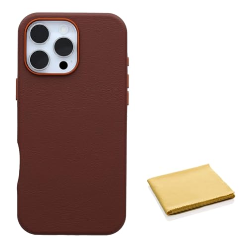 Coque iPhone 16 Pro Max OtterBox Symmetry cuir cactus marron avec chiffon de nettoyage