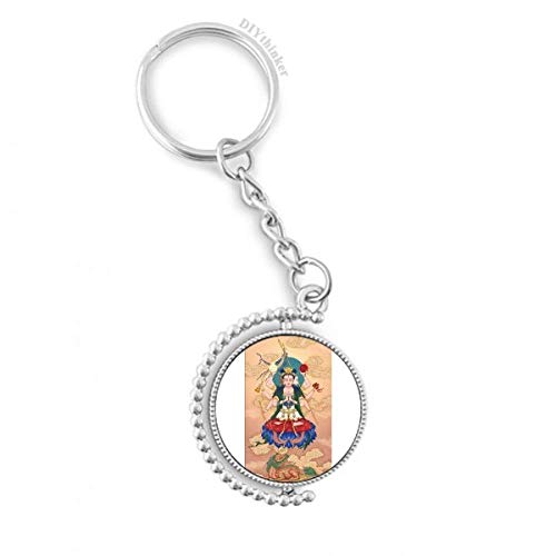 Porte-clés rotatif chinois dao religion dieu multicolore 1,2x3,5 pouces