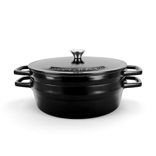 Image of All American 1930 - Dutch Oven - The Complete Set, Black Onyx - 7.75qt Capacity - Ideal for Family Meals & Versatile Cooking - Non Stick & PFAS Free - Made in the USA