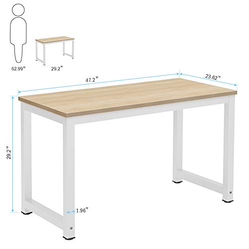 Tribesigns Computer Desk, 47 inch Modern Simple Office Desk Computer Table Study Writing Desk for Home Office, Light Walnut