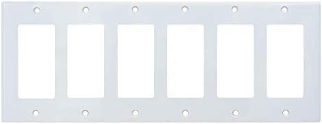 ESD TECH - Decorative Light Switch Cover - Duplex Wall Plates - Polycarbonate Thermoplastic – (6-Gang) 1 Pack - White