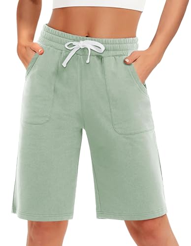 Short de survêtement en coton vert sauge taille M bermuda sport femme