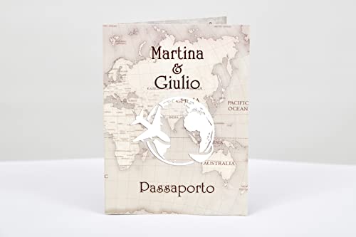 Partecipazioni matrimonio passaporto - inviti nozze passaporto vintage con mappamondo 10 pezzi