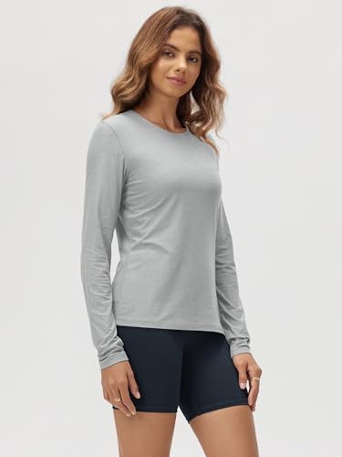 Image of ODODOS Women's Long Sleeve T-Shirt - Ultra Soft odSTRATUM Tech Performance Top UPF 50+ Breathable Crew Neck Pullover