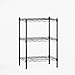 FUNWAY 3-Tier Metal Storage Rack, for Kitchen, Adjustable 3 Tier Metal Storage Rack, Black