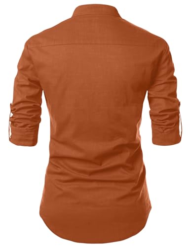 Image of Fifth U Men's Cotton Polyester Blend Solid Mandarin Collar Self Design Full Sleeve Casual Short Kurta