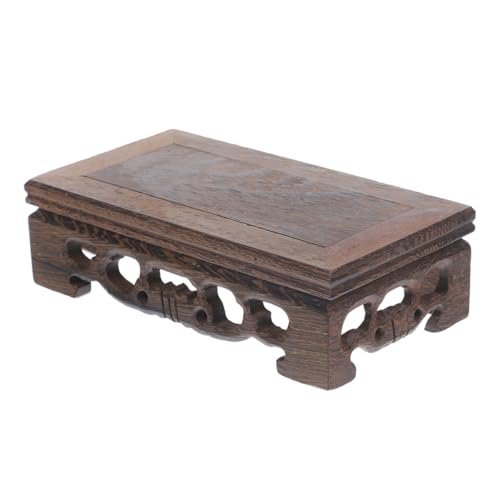 TOYANDONA Soporte de Madera Oriental Rectangular Pequeño de 11x5x4 Cm para Exhibición de Teteras Yixing y Bonsáis, Base Decorativa de Madera de Ala de Pollo para Interiores