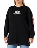 long sweatshirt zara Labelapplikationen ALPHA INDUSTRIES Basic Long Women Sweater Sweatshirt (M, Black)