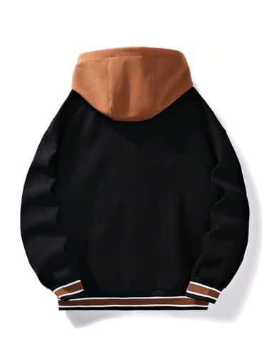 SOLY HUX Men's Casual 2 in 1 Hoodie Jackets Bomber Jacket Hooded Zipper Snap Long Sleeve Baseball Jackets2