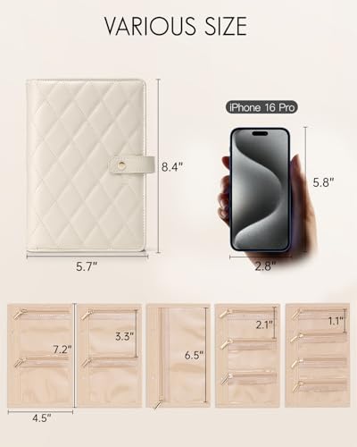 Vlando Teacher Gifts for Women,Travel Jewelry Organizer Case,Jewelry Storage Book Ring Binder with Clear Zipper Velvet Jewelry Pouches Bags for Rings,Necklace,Earrings-Cream White