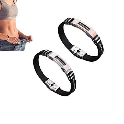 Oveallgo Iontitan Vitalityboost Wristband, Titanium Lympunclog Wristband, Adjustable Men's Magnetic Titanium Steel Bracelet (Silver+Rose Gold)