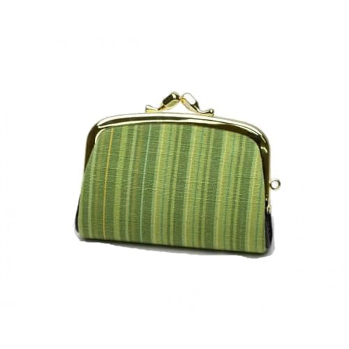 真岡木綿「くし形小銭入れ」(緑系)| 栃木県 伝統工芸品 織物 財布 小銭入れ 手作り 贈答 贈り物 ギフト 小物