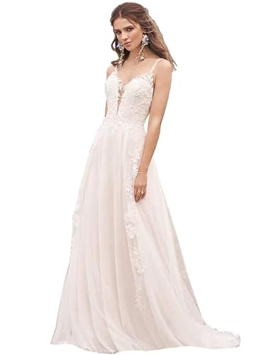 Long Sleeves Wedding Dresses for Bride 2025 Boho Beach A-Line Appliques Lace Bridal Ball Gowns with Train product thumbnail 8